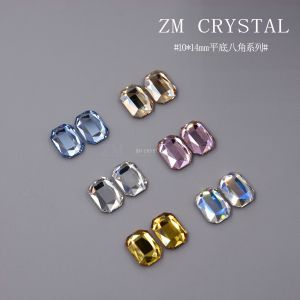 K9 New High-End 10*14 Large Octagonal Square Colorful Nail Drill Flat Bottom Nail Drill Gold Bottom Drill Nail Art Tools