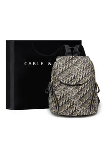 Cablekitty Canvas Backpack Large Capacity Commuter Student Bookbag Double Shoulder Bag Zipper Closure Fashionable Leisure Bag