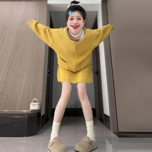 LIRENQING | Korean Style Miu-inspired Yellow Knitted Sweater Dress Set