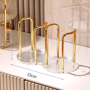 Desktop Acrylic Cup Dispenser Rack Metal Disposable Paper Mug Storage Holder Home Kitchen Cup Display Organizer Stand