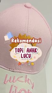 Topi Anak Laki Laki perempuan Lucu Bordir motif Lucky Lion usia 3-10 Tahun