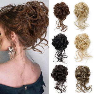 Phụ Nữ Tóc Tổng Hợp Búi Tóc Giả Co Giãn Dây Cao Su Chịu Nhiệt Nâu Đen Xoăn Chignon Tóc Thời Trang Mũ Đợi Đầu Đa Năng