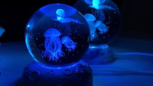 3D lamp crystal ball night lamp USB table light with wooden base birthday gift home decor