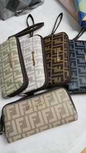 Womens zippered long wallet with large capacity and multiple compartments new style printed handbag