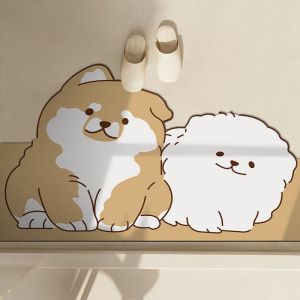 Cute Cartoon Bathroom Mats Bathroom Entrance Absorbent Non Slip Mat Quick-Drying Easy to Care Diatom Ooze Floor Mat