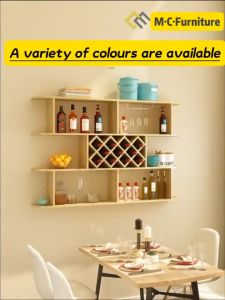 COBOND Wood Wall Mount Wine Storage Rack  Fashion Display Shelf with Bottle Divider Grid