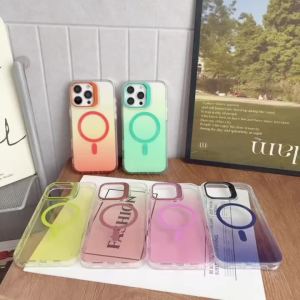 szhaiyu | Luxury Gradient Magnetic Phone Case For iPhone 18 Pro Max 17 16 15 Pro Plus 14 13 With Camera Folding Stand Shockproof Cover