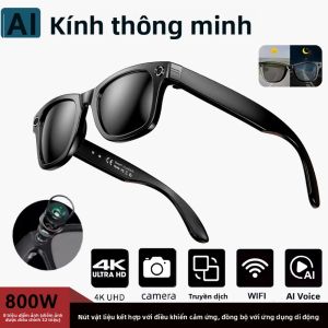 Kính Thông Minh AI Camera 8MP Hỗ Trợ Dịch Thuật 100+ Ngôn Ngữ Gọi Bluetooth Kính Râm Lọc Ánh Sáng Xanh Kết Nối WiFi Dành Cho Nam & Nữ