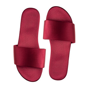 Miu Baby Satin Finish Flat Bottom Slippers Rubber Sole One Strap Home Womens Shoes Non-Slip Wedding Morning Robe Complement