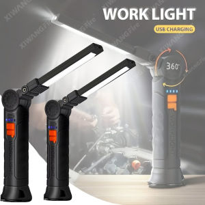 Rechargeable LED Flashlight Work Light with Magnet & Hook Waterproof for Job Site Security Night Work Outdoor Camping Emergency