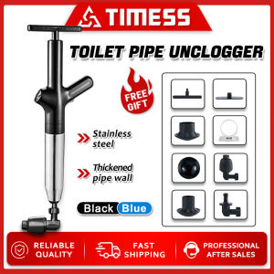 Toilet Plunger Air Drain Blaster Kit Clog Remover with 4 Replaceable Heads & Visual Barometer High Pressure Air Toilet Unclogger Plumbing Tools for Clogged Toilet Sink Sewer Pipe Dredg