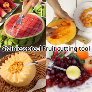 [Warm Homie] Multifunctional Fruit Cutting Tool Stainless Steel Watermelon Cutter Fruit Ball Digger Set  Kitchen Fruit Platter Carving  Supplies