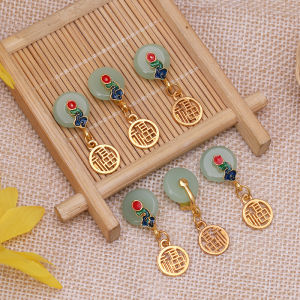 Alloy Glass Butterfly Pendant DIY Chinese Ancient Style Inlaid Small Drop Handmade Bracelet Necklace Small Jewelry