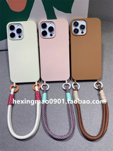 Customizable Dual-Hook Woven Lanyard Phone Case for Apple 17Promax iPhone 15 Handheld Protection Soft Shell XSMax Simple 13Pro