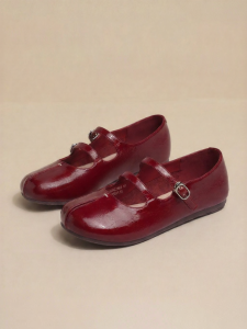 Josiny | Red Mary Jane Summer Ladies Flat Shoes
