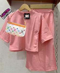 setelan kaos oversize dan pencil skirt baju anak/korea/baju lebaran