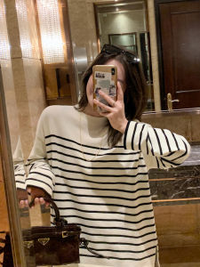 Slim Stripes Loose Fit Long Sleeve Sweater