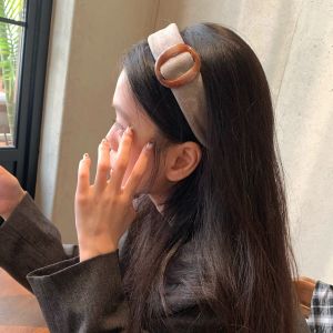 Wide Edge Hairband Mermaid Color round Ring High Hairline Headband Vintage Korean Style Fashionable Hair Accessories