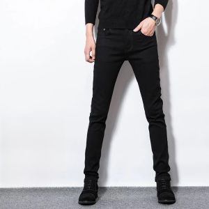 Fashionable Slim Fit Mens Jeans Autumn New Style Lightweight Luxury Straight Leg Washed Cotton Stretch Denim Casual Trousers