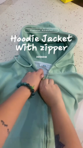 Kanvas Hoodie Jacket for Men & Women Full-Zip w/ Drawstring & Pockets Long Sleeve Sweaters Plain Sweatshirts Light Green