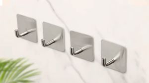 Adhesive Hooks Heavy Duty Sticky Hooks Wall Hangers Waterproof Stainless Steel Hanger Towel Holder on Hooks Hanger