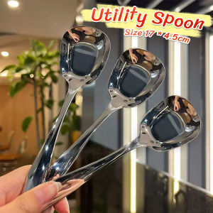 ELLE Large Size Stainless Steel Soup Spoon Public Sharing Spoon for Restaurants Home Dinner Party