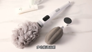 Electric Bath Body Brush Long-Handle Power Scrubber Waterproof Rechargeable Shower Brush with 3 Heads