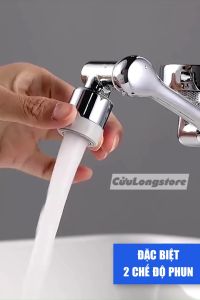 Đầu nối vòi nước xoay 360 độ lắp bồn rửa mặt lavabo phòng tắm chậu rửa chén bát đa năng tăng áp 2 chế độ xả