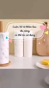 Combo 2 Cuộn Khăn Lau Bếp Đa Năng 50 Tờ Có Thể Tái Sử Dụng Nhiều Lần Cuộn Xé Tiện Lợi