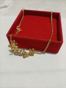 termurah/kalung liontin ukirnama/kalung wanita keren 2023/kalung wanita ootd hijab viral/asecorisnya wanita/kalung  lapis emas/titanium( CUSTOM)