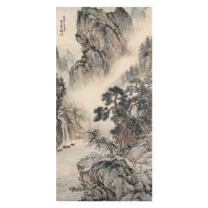Traditional Chinese Scenic Art Micro-Spray Silk Cloth Heart Decorative Painting New Classical Style Home Decoration Artwork
