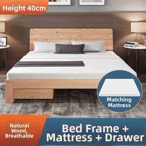 Simplistic Modern Real Wood Bed 1.8m