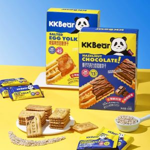 KKBear ขนมบราวน์รสช็อกโกแลตผสมถั่วมันสำปะหลัง ขนมปังกรอบสองชั้น เส้นใยอาหารสูง รสชาติอื่นๆ อีกหลายอย่าง