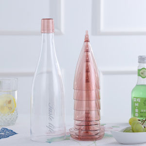 5PCs/Set Travel Plastic Champagne Glass Set With Storage Bottle Reusable Wine Glass Kit
