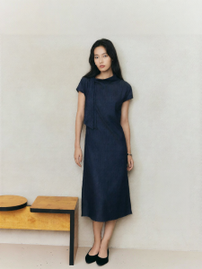 Eastern Light | Retro Style A-Line Dress Tencel Denim