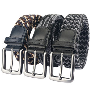 Large Size Belt Mens Buckle Elastic Woven Waist Belt Color Block Sports Pants Belt No Punching Required Long Tapered Design