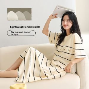 Miiow | Cat Woman Sleep Dress With Chest Pad Summer New Arrival Thin Cool Breathable Loose Plus Size Ladies Nightgown Home Clothes