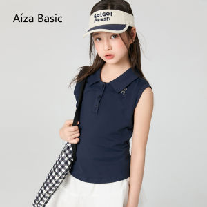 Aiza basic | Simple Sporty Polo Collar Sleeveless Top Girls Clothing