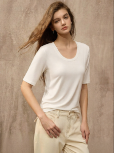 NEIZAIMIMA | Big U-Neck Straight Shoulder Breathable Slim Fit T-Shirt White