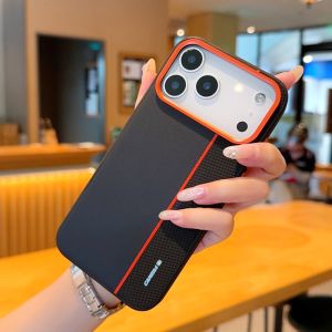 Business PU Leather Texture Colored Splic Phone Case for IPhone Air 17 Pro 17 Pro Max Anti-Scratch Ultra-thin Protection Cover