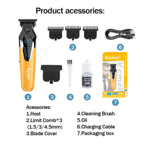 KEMEI Km-1572 Hair Cutter Machine Professional Electric Hair Trimmer Cordless Hair Clippers for Men