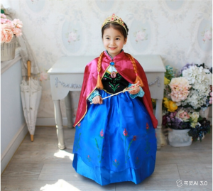 SG Seller Frozen Anna Party Dress Costume Kids Children long sleeved cotton Top Removable Cape Tiara Wand Gloves Pleated Hair Set suitable for 2 to 12 years old