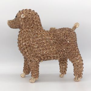Puppy Shaped Diamond Inlaid Dinner Bag Hollow Metal Full Diamond Womens Bag Banquet Handbag