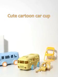 [Ready Stock]500ML Creative Bus Water Bottle Cute Student Kettle for Girls Boys Outdoor Portable High quality Tritan Kid