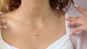 Catholic Gold Plated Hollow Passion Cross Pendant Necklace For Women Stainless Steel Christian Jewelry