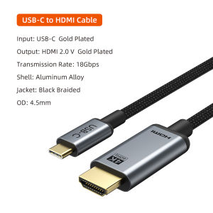 CABLETIME Thunderbolt 3 Video Adapter 4K 60Hz USB-C to HDMI Cable for MacBook Air Samsung iPhone 17 Type-C Laptop TV