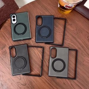 szhaiyu | Luxury Sheepskin Leather Phone Case for Samsung Galaxy Z Fold 8 Ultra 360° Rotating Stand for Magsafe Magnetic Charging Cover