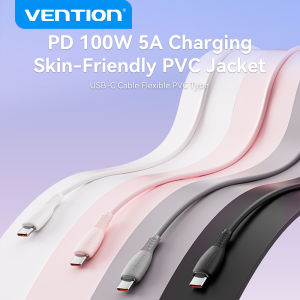 Vention USB 2.0 C to C Cable 5A 100W Fast Charging Skin Friendly Soft PVC Cable for iPhone 17 16 15 Pro Max iPad Pro