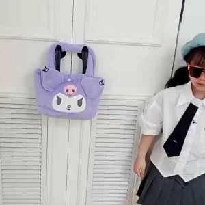 (SG Seller) Sanrio Plush Bag Kawaii Cinnamoroll Handbag Stuffed Toys Cartoon Kuromi My Melody Shoulder Makeup Bag Storage Tote Bag Girls Gift