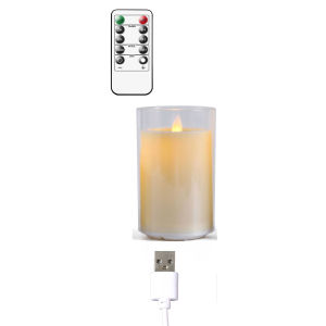 1 Piece Rechargeable Dancing Votive Wedding Candles With CupRemote Control LED Decorative Moving Wick Candles10/12.5/15 cm